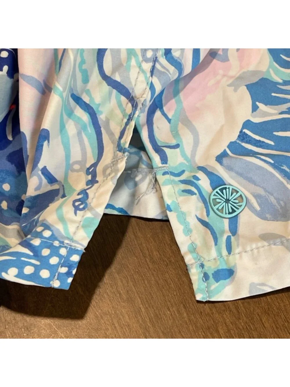 Lilly Pulitzer Capri Swim Trunks Men's‎ Size XL Blue Pink Coral Reef Print Beach